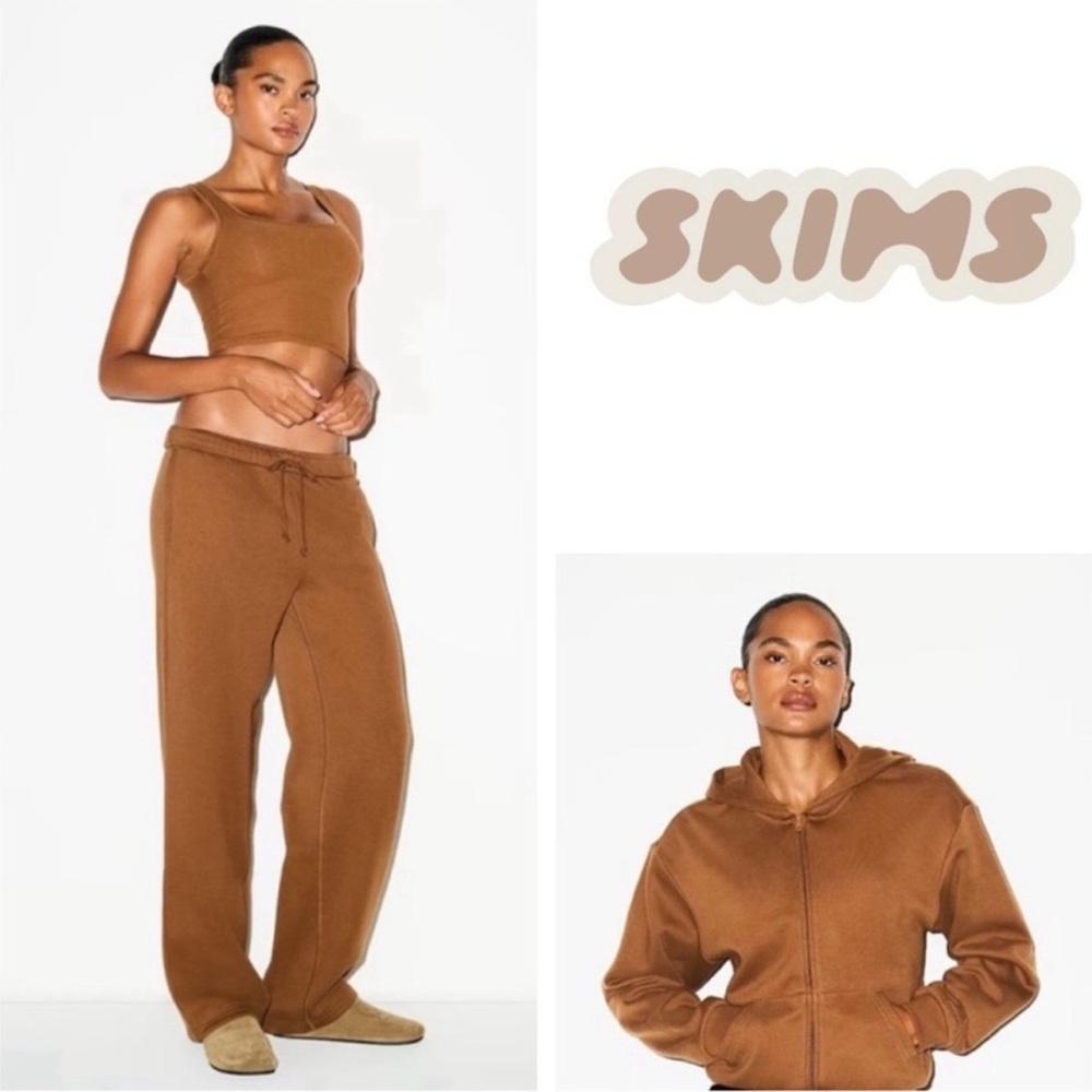 SKIMS Cotton Fleece Zip Hoodie + Sweatpants Set (Size XS) R $182 | HEMMED